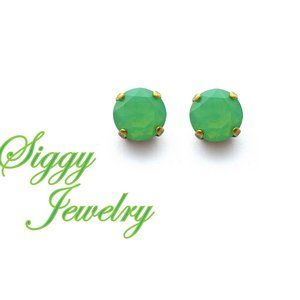 Mint Beryl Green Opal Crystal Stud Earrings, 10mm
